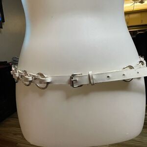 White Belt Woven Through Silver Rings